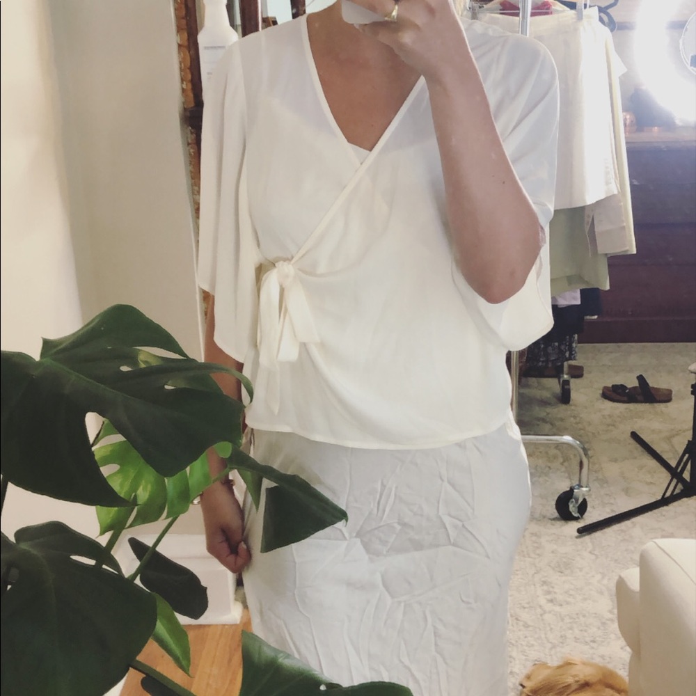 semi sheer wrap tie top